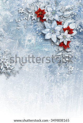 Christmas card with gorgeous winter flowers