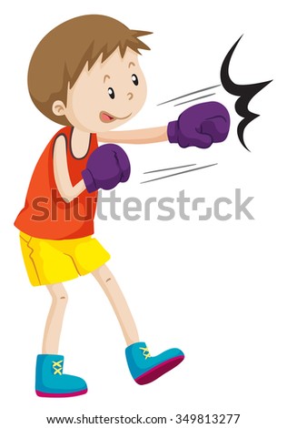 Boy wearing boxing gloves illustration