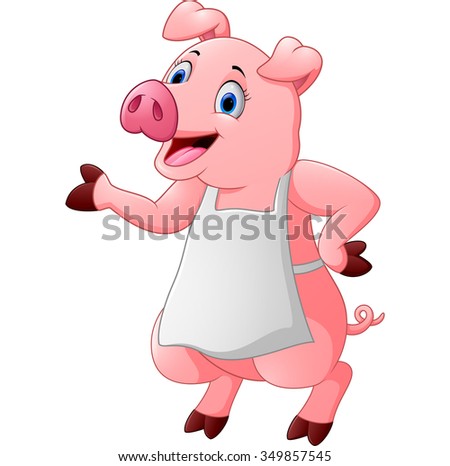 cartoon pig chef waving