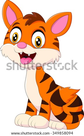 Cute tiger cartoon sitting
