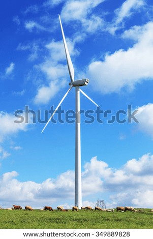 wind turbine and cow