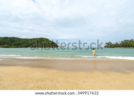 Thailand tropical tourist beach Mae Haad in Koh Pangyan