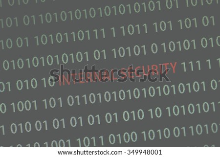 'Internal security' text in the middle of the computer screen surrounded by numbers zero and one. Image is taken in a small angle. Image has a vintage effect applied.