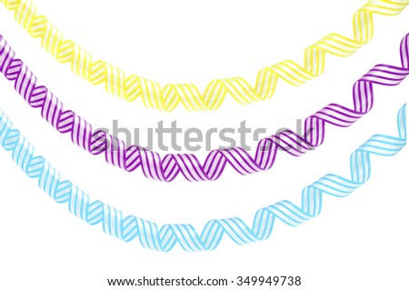 Set Of Colorful Serpentine Streamers Isolated On White Background