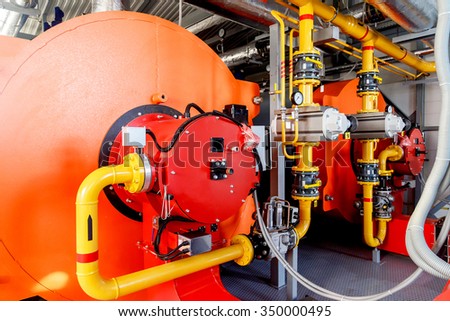 Industrial boiler equipment with gas burner Royalty-Free Stock Photo #350000495