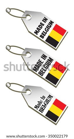 Set of three tags with the text made in Belgium written on each tag