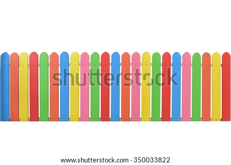 Varicolored  wooden fence isolated on white background with copy space. This has clipping path.