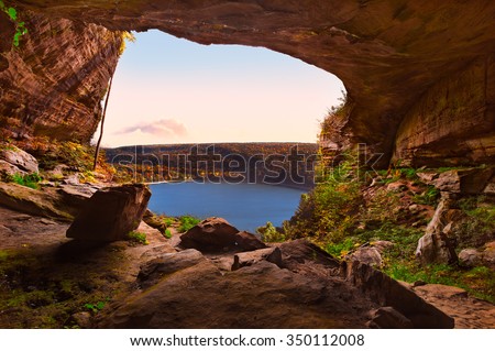Lake View from Within a Cave
