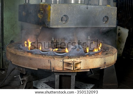 Production of details of the ship from the red-hot boiler at a large blank media