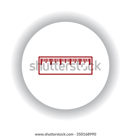 ruler icon, red isolated white background