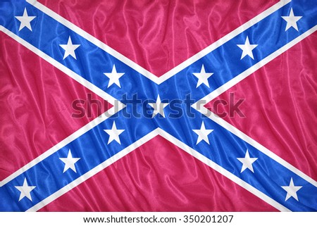 The Second Confederate Navy Jack of the United States flag pattern on the fabric texture ,vintage style