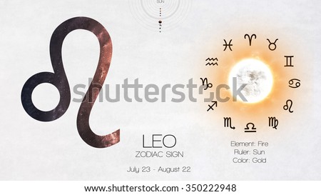 Zodiac sign - Leo. Cool astrologic infographics. Elements of this image furnished by NASA