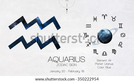 Zodiac sign - Aquarius. Cool astrologic infographics. Elements of this image furnished by NASA