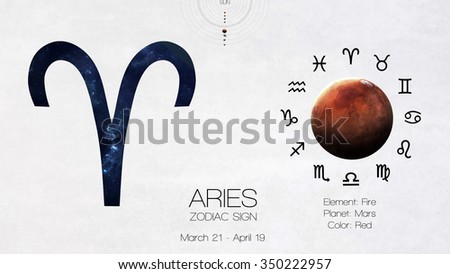 Zodiac sign - Aries. Cool astrologic infographics. Elements of this image furnished by NASA