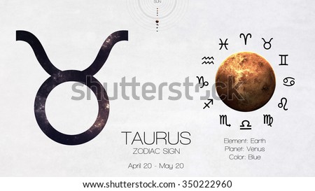 Zodiac sign - Taurus. Cool astrologic infographics. Elements of this image furnished by NASA