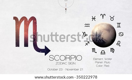 Zodiac sign - Scorpio. Cool astrologic infographics. Elements of this image furnished by NASA