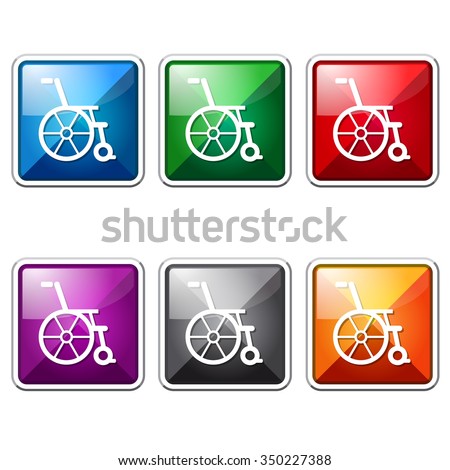 Wheel Chair Colorful Vector Icon Button