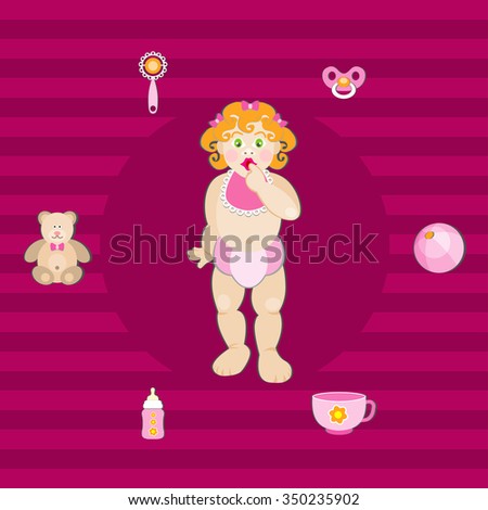 cute baby elements. illustration set girl