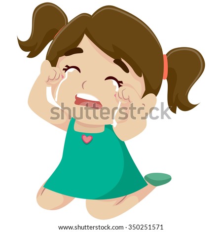 Vector Illustration of a Little Girl Crying