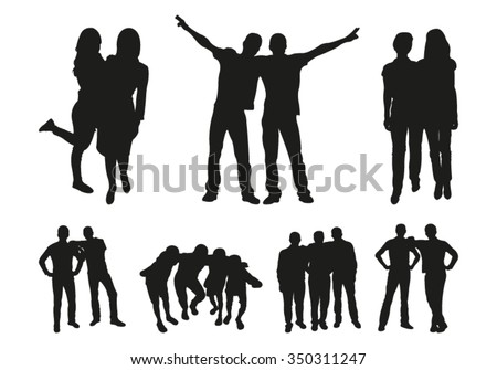 Friends silhouettes Royalty-Free Stock Photo #350311247