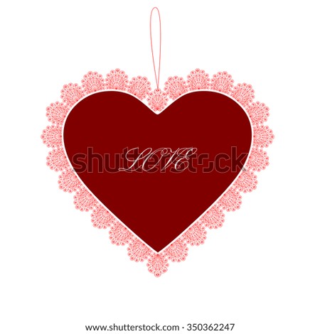 Postcard with red love heart 