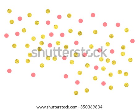 Gold and pink confetti clip art. Abstract vector background for greeting card, wedding or party invitation, scrapbooking, banner.