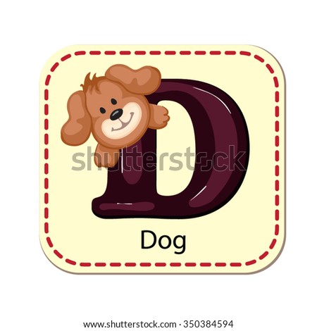 Illustration of isolated alphabet D for dog