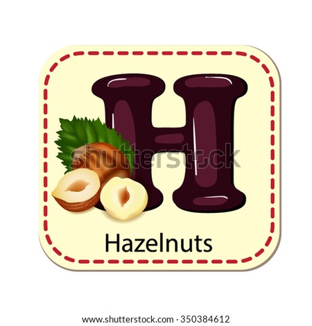 Illustration of isolated alphabet H for hazelnuts