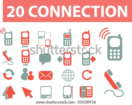 20 connection icons. vector. pastel version