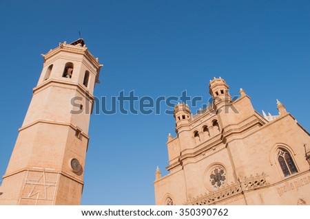 Cathedral of Santa Maria and El Fadri, a bell tower in the city of Castellon de la Plana, Spain Royalty-Free Stock Photo #350390762