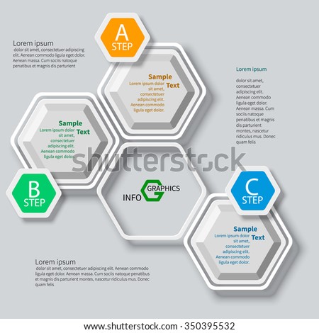 vector abstract 3d paper infographic elements.Hexagon infographics