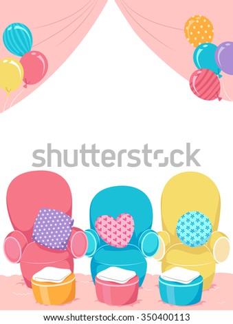 Illustration of Spa Themed Birthday Party Decorated with Colorful Chairs and Pillows