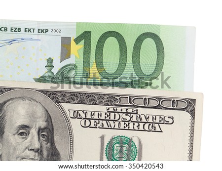 Euro and dollar on a white background