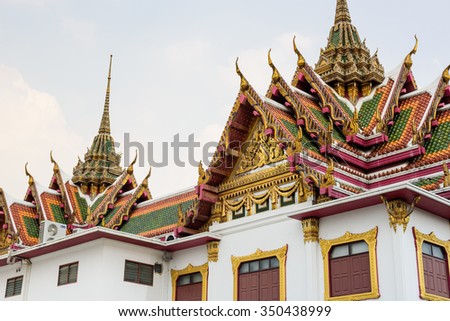 Picture of Thai Traditional Temple Structure in Bangkok for promoting tourism and computer screen 