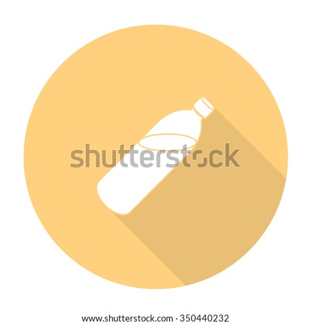 White vector water bottle on color circle background.