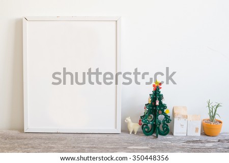 mock up poster in interior background with decoration