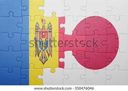 puzzle with the national flag of moldova and japan. concept