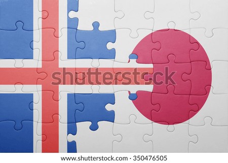 puzzle with the national flag of iceland and japan. concept