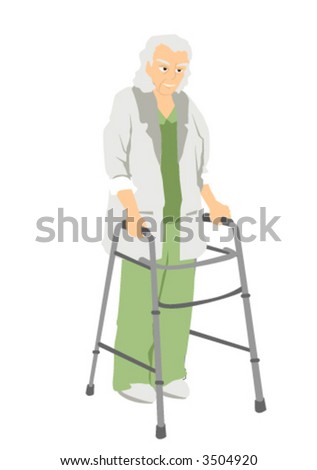 Senior Man using walker - Vector