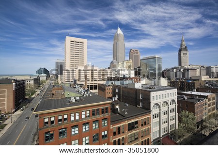 Downtown Cleveland during spring day.