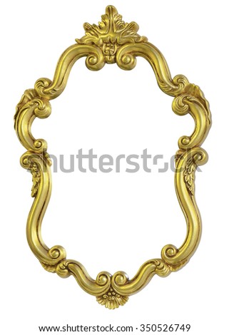 Classic vintage Antique gilded frame isolated on black background with Clipping Path. 