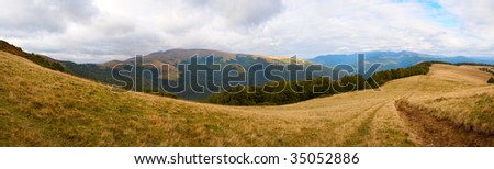 Carpathian Mountains (Ukraine) landscape. Nine shots composite picture.