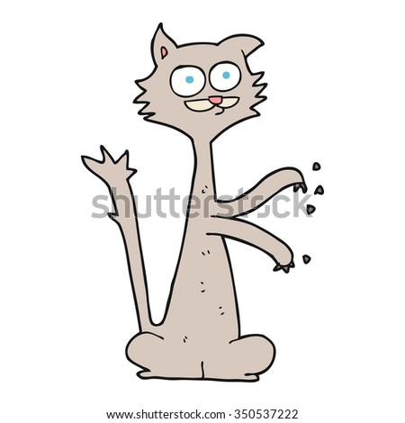 freehand drawn cartoon cat scratching