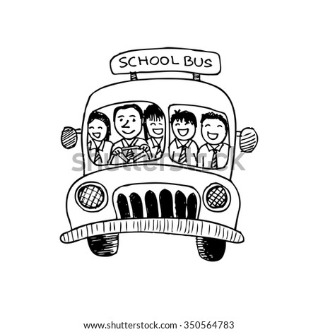 School bus. Hand drawing illustration