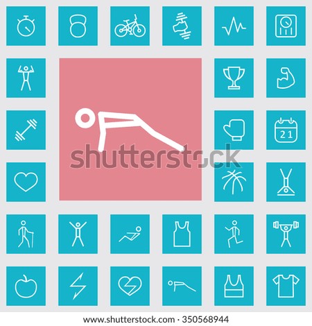 fitness outline, thin, flat, digital icon set for web and mobile