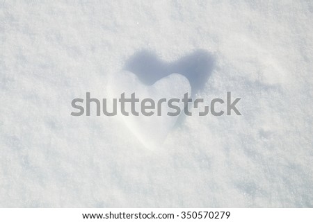 Ice heart on snow background, Valentines Day greetings card concept