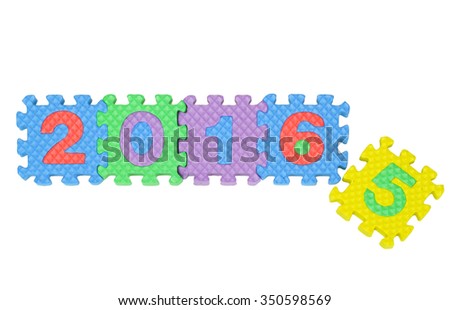 Jigsaw set with number on white background