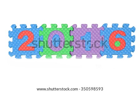 Jigsaw set with number on white background