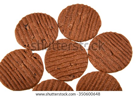 BISCUITS - A stack of delicious Chocolate Chip Cookie and cream biscuit on white background   