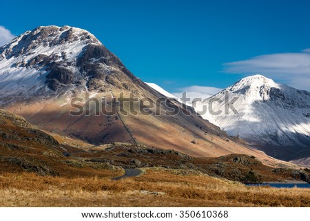 Snow On Top Of Yewbarrow Fell On A Clear Cold Day. Royalty-Free Stock Photo #350610368